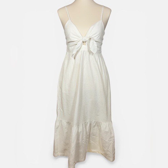 NWT J. Crew white Tie-Front Spaghetti Strap Maxi Dress. 0125 - Picture 2 of 7